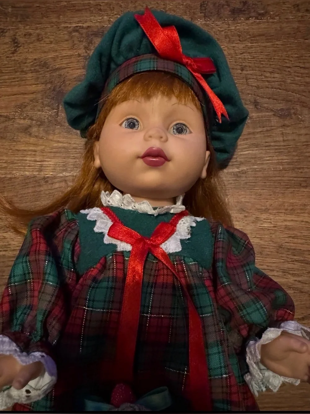 Vintage Playmates Baby So Beautiful Christmas Doll red hair, blue eyes gorgeous!